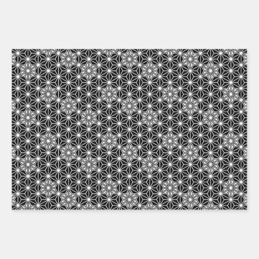 Japans Asanoha-patroon, rood, zwart/wit, goud Inpakpapier Vel (Voorkant 2)