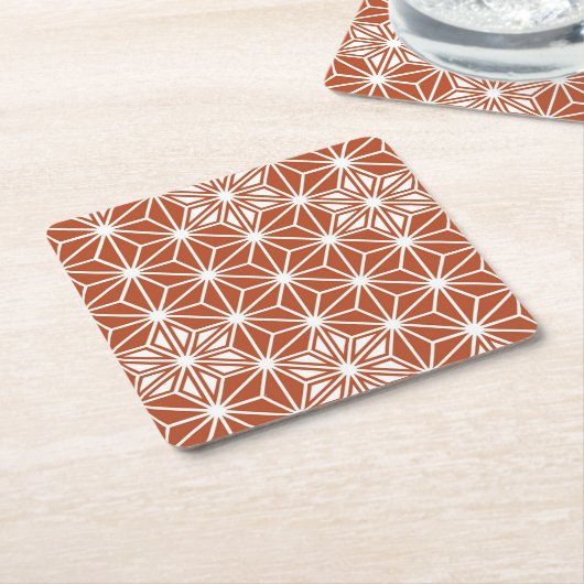 Japans Asanoha-patroon - terracotta Kartonnen Onderzetters (Schuin)
