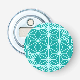 Japans Asanoha-patroon - turquoise Button Flesopener