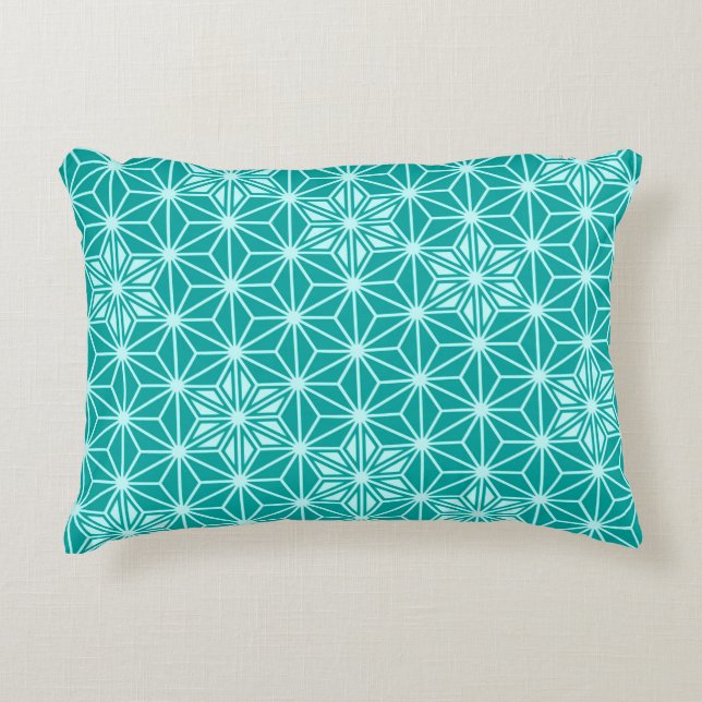 Japans Asanoha-patroon - turquoise Decoratief Kussen (Voorkant)