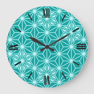 Japans Asanoha-patroon - turquoise Grote Klok