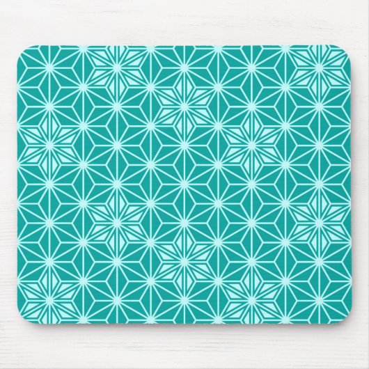 Japans Asanoha-patroon - turquoise Muismat (Voorkant)