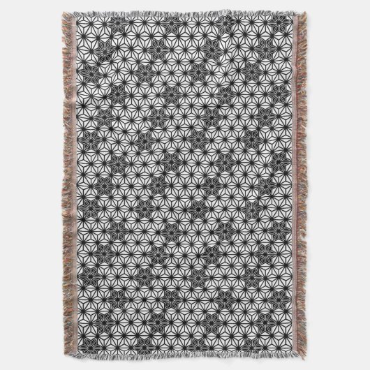 Japans Asanoha Patroon, Wit en Zwart Deken (Voorkant Verticaal)