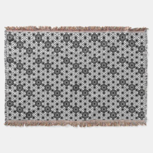 Japans Asanoha Patroon, Wit en Zwart Deken (Voorkant)