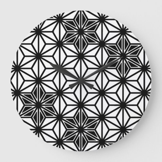 Japans Asanoha-patroon - wit en zwart Grote Klok (Voorkant)