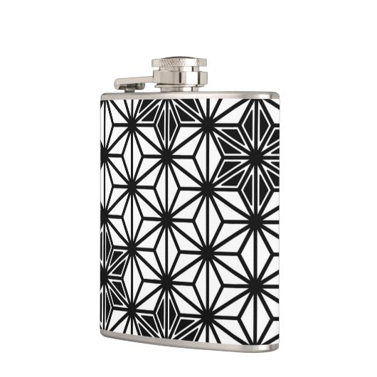 Japans Asanoha-patroon - wit en zwart Heupfles (Links)