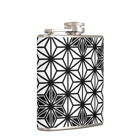 Japans Asanoha-patroon - wit en zwart Heupfles (Rechts)