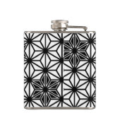 Japans Asanoha-patroon - wit en zwart Heupfles (Achterkant)