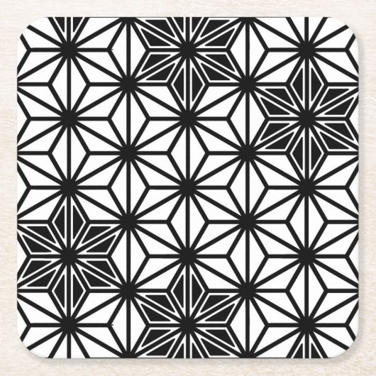 Japans Asanoha-patroon - wit en zwart Kartonnen Onderzetters (Voorkant)