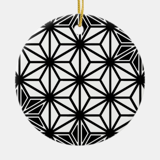 Japans Asanoha-patroon - wit en zwart Keramisch Ornament (Voorkant)