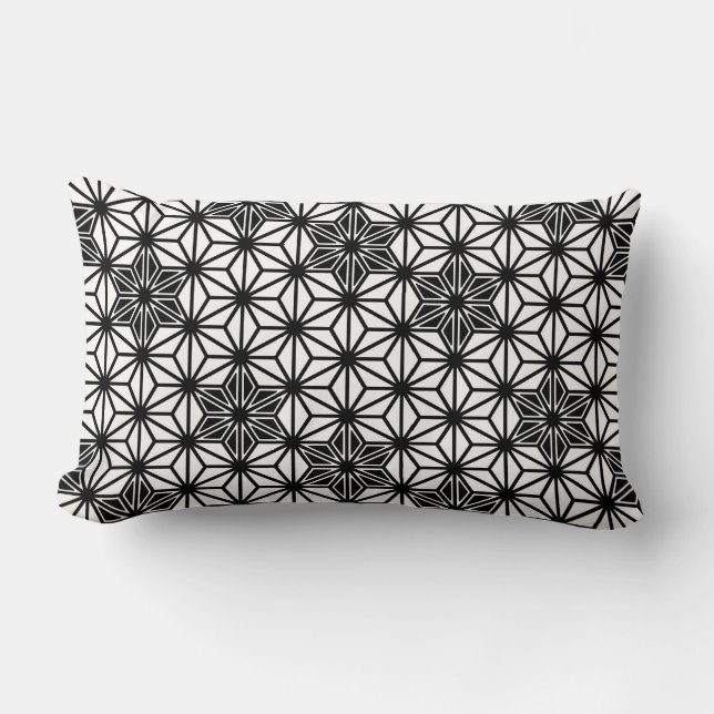 Japans Asanoha-patroon - wit en zwart Kussen (Voorkant)
