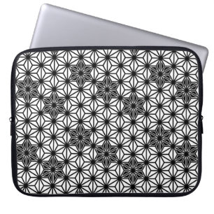 Japans Asanoha-patroon - wit en zwart Laptop Sleeve