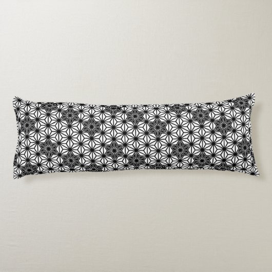 Japans Asanoha-patroon - wit en zwart Lichaamskussen (Achterkant)