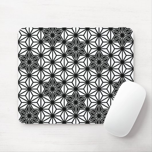 Japans Asanoha-patroon - wit en zwart Muismat (Met muis)