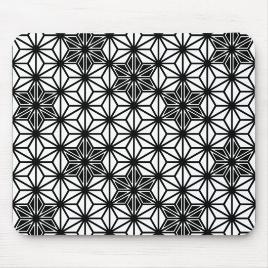 Japans Asanoha-patroon - wit en zwart Muismat (Voorkant)