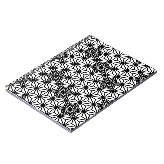 Japans Asanoha-patroon - wit en zwart Notitieboek (Linkerzijde)