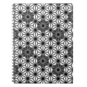 Japans Asanoha-patroon - wit en zwart Notitieboek