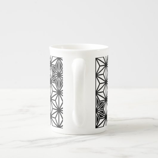 Japans Asanoha-patroon - wit en zwart Porselein Kop (Achterkant)