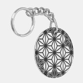Japans Asanoha-patroon - wit en zwart Sleutelhanger (Voorkant Links)