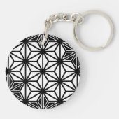 Japans Asanoha-patroon - wit en zwart Sleutelhanger (Achterkant)