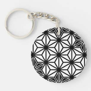 Japans Asanoha-patroon - wit en zwart Sleutelhanger