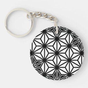 Japans Asanoha-patroon - wit en zwart Sleutelhanger