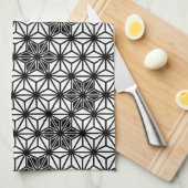 Japans Asanoha-patroon - wit en zwart Theedoek (Quarter Fold)