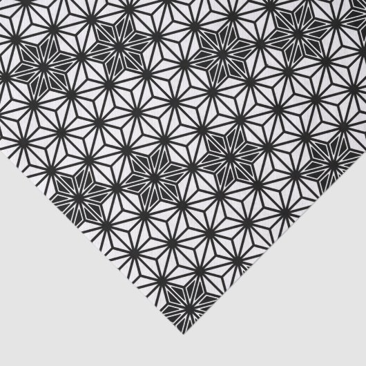 Japans Asanoha-patroon - wit en zwart Tissuepapier (Detail)