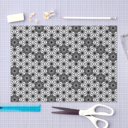 Japans Asanoha-patroon - wit en zwart Tissuepapier (Craft)