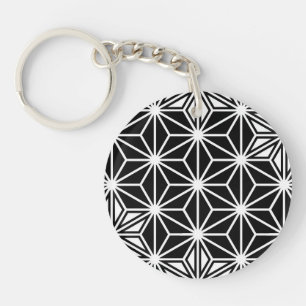 Japans Asanoha-patroon - zwart en wit Sleutelhanger