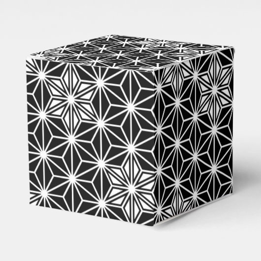 Japans Asanoha-patroon - zwart-wit Bedankdoosjes (Voorkant Zijde)