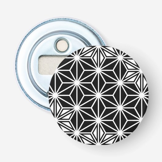 Japans Asanoha-patroon - zwart-wit Button Flesopener (Voorkant)