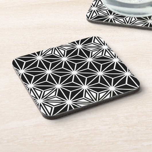 Japans Asanoha-patroon - zwart-wit Onderzetter (Linkerzijde)