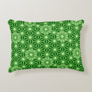 Japans Asanoha Pattern, Emerald and Lime Green Accent Kussen