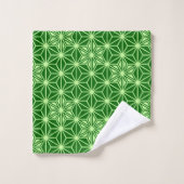 Japans Asanoha Pattern, Emerald and Lime Green Bad Handdoek (Wasdoekje)