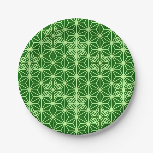 Japans Asanoha Pattern, Emerald and Lime Green Papieren Bordje (Voorkant)