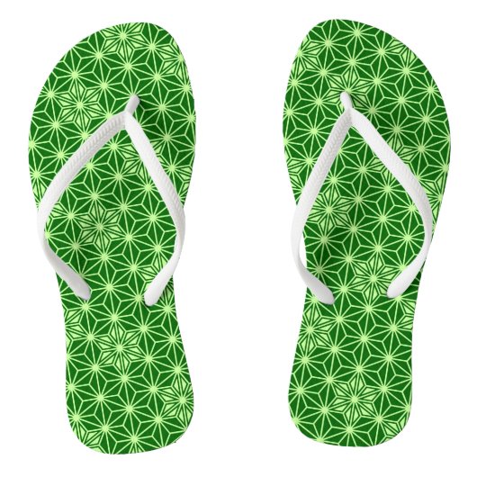 Japans Asanoha Pattern, Emerald and Lime Green Teenslippers (Voetbed)