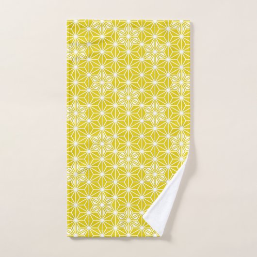 Japans Asanoha Pattern, Mustard Gold & White Bad Handdoek (Handdoek)