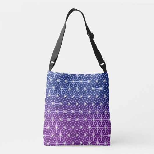 Japans Asanoha Traditioneel print blauw en Paars Crossbody Tas (Achterkant)