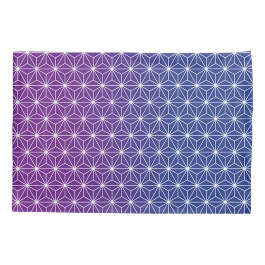 Japans Asanoha Traditioneel print blauw en Paars Kussensloop (Achterkant)