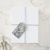 Japans Aziatisch Blauw Blad Bloem Cadeaulabel (Met Touw)