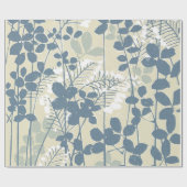 Japans Aziatisch Blauw Blad Bloem Cadeaupapier (Vlak)