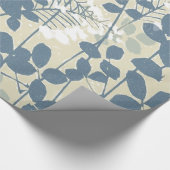 Japans Aziatisch Blauw Blad Bloem Cadeaupapier (Hoek)