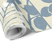 Japans Aziatisch Blauw Blad Bloem Cadeaupapier (Rol Hoek)