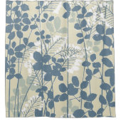 Japans Aziatisch Blauw Blad Bloem Douchegordijn (Voorkant)