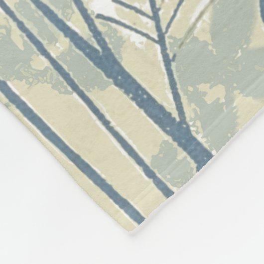 Japans Aziatisch Blauw Blad Bloem Fleece Deken (Hoek)