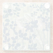 Japans Aziatisch Blauw Blad Bloem Glazen Onderzetter (Achterkant)