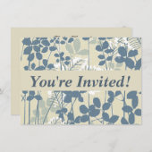 Japans Aziatisch Blauw Blad Bloem Kaart (Voorkant / Achterkant)