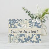 Japans Aziatisch Blauw Blad Bloem Kaart (Staand voorkant)