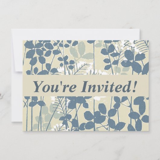 Japans Aziatisch Blauw Blad Bloem Kaart (Voorkant)